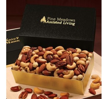 Gold & Black Gift Boxes with Deluxe Mixed Nuts 